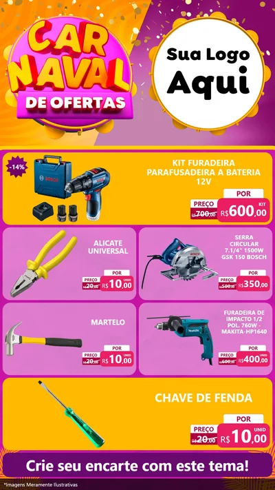 Modelo de TV para TV Vertical com o tema Carnaval de Ofertas para Maquinas e Ferramentas