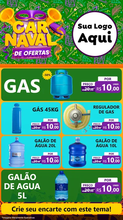 Modelo de TV para TV Vertical com o tema Carnaval de Ofertas para Água e gás