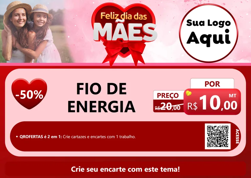 Modelo de Cartaz para Cartaz A4 Horizontal com o tema Feliz Dia Das Mães para Materiais Elétricos