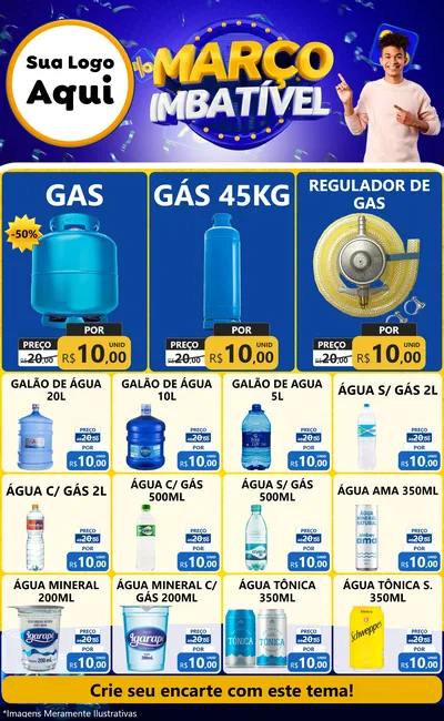 Modelo de Encarte para Encarte Grande com o tema Março Imbatível para Água e gás