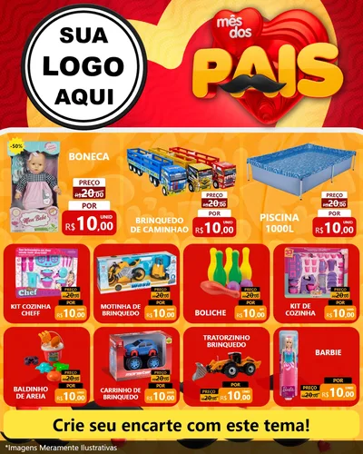 Modelo de Rede Social para Feed Instagram com o tema Mês Dos Pais para Brinquedos