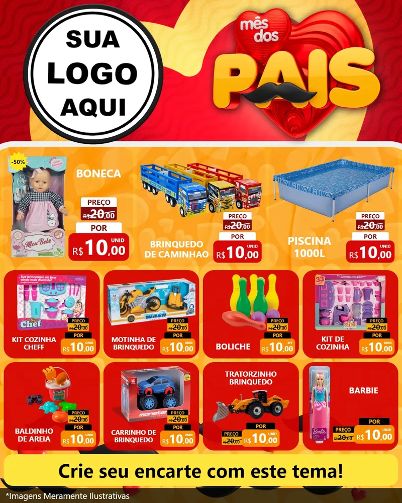 Modelo de Rede Social para Feed Instagram com o tema Mês Dos Pais para Brinquedos