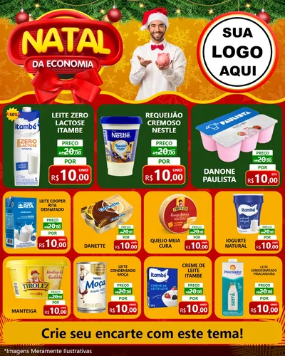 Modelo de Rede Social para Feed Instagram com o tema Natal da Economia para Frios e Laticínios