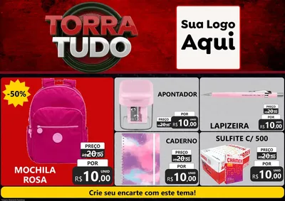 Modelo de Encarte para Encarte A4 Horizontal com o tema Torra Tudo para Papelaria