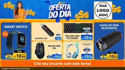 Modelo de TV para TV Horizontal com o tema Oferta do Dia para Informática