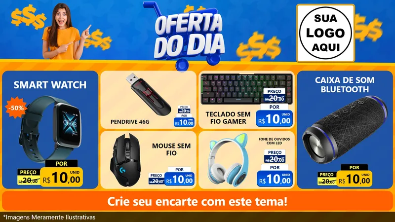 Modelo de TV para TV Horizontal com o tema Oferta do Dia para Informática
