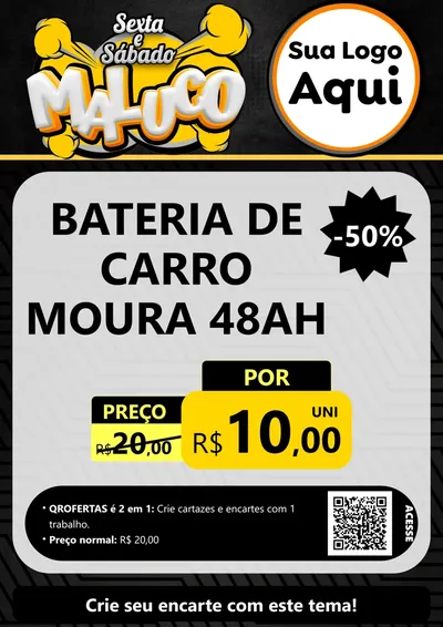 Modelo de Cartaz para Cartaz A4 Vertical com o tema Sexta e Sábado Maluco para Baterias Elétricas
