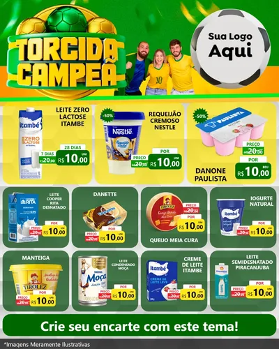 Modelo de Rede Social para Feed Instagram com o tema Torcida Campeã - Copa para Frios e Laticínios