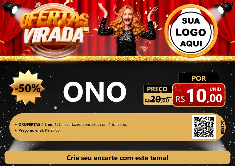 Modelo de Cartaz para Cartaz A4 Horizontal com o tema Ofertas da Virada para Óticas