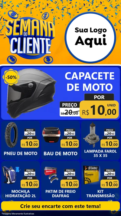Modelo de Rede Social para Stories com o tema Semana do Cliente para Moto peças
