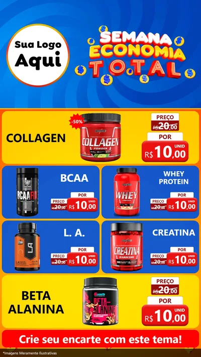 Modelo de TV para TV Vertical com o tema Semana Economia Total para Suplementos alimentares