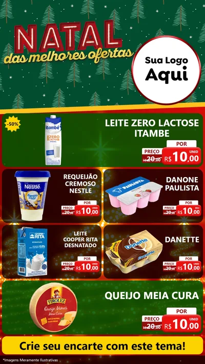 Modelo de TV para TV Vertical com o tema Natal das Melhores Ofertas para Frios e Laticínios