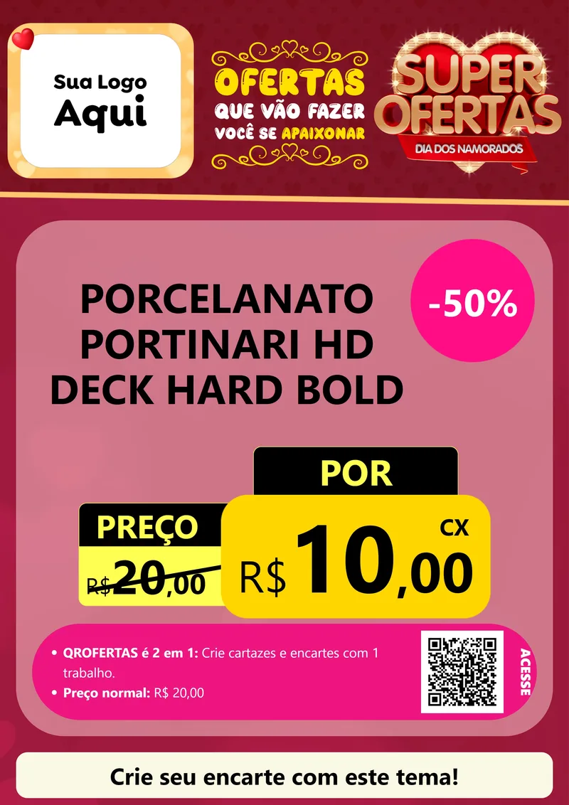 Modelo de Cartaz para Cartaz A4 Vertical com o tema Dia dos Namorados para Pisos e revestimentos