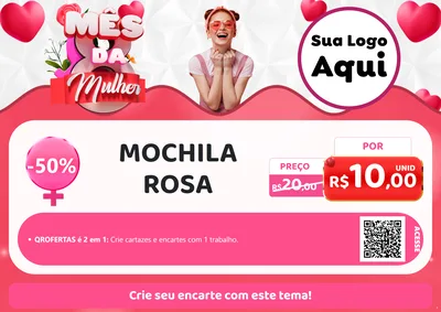 Modelo de Cartaz para Cartaz A4 Horizontal com o tema Mês da Mulher para Papelaria