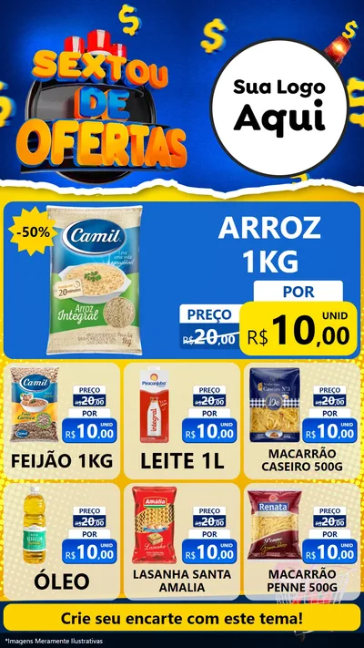 Modelo de Rede Social para Stories com o tema Sextou de Ofertas para Supermercado