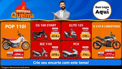 Modelo de TV para TV Horizontal com o tema Semana Queima de Estoque para Concessionaria de Motos