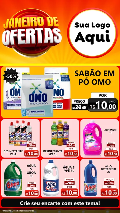 Modelo de Rede Social para Stories com o tema Janeiro de Ofertas para Produtos de Limpeza