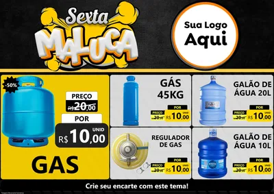 Modelo de Encarte para Encarte A4 Horizontal com o tema Sexta Maluca para Água e gás