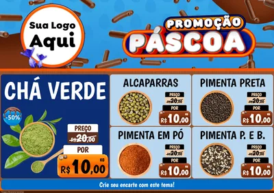 Modelo de Encarte para Encarte A4 Horizontal com o tema Promoção Páscoa para Produtos Naturais