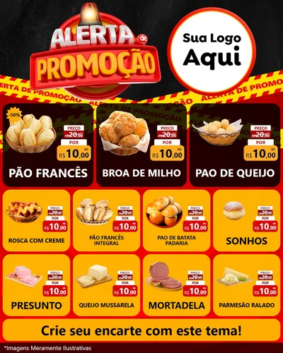 Modelo de Rede Social para Feed Instagram com o tema Alerta de Promoção para Padaria