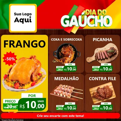 Modelo de Rede Social para Feed Facebook com o tema Dia do Gaúcho para Assados