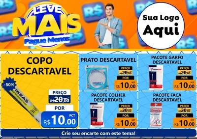 Modelo de Encarte para Encarte A4 Horizontal com o tema Leve Mais, Pague Menos para Embalagens