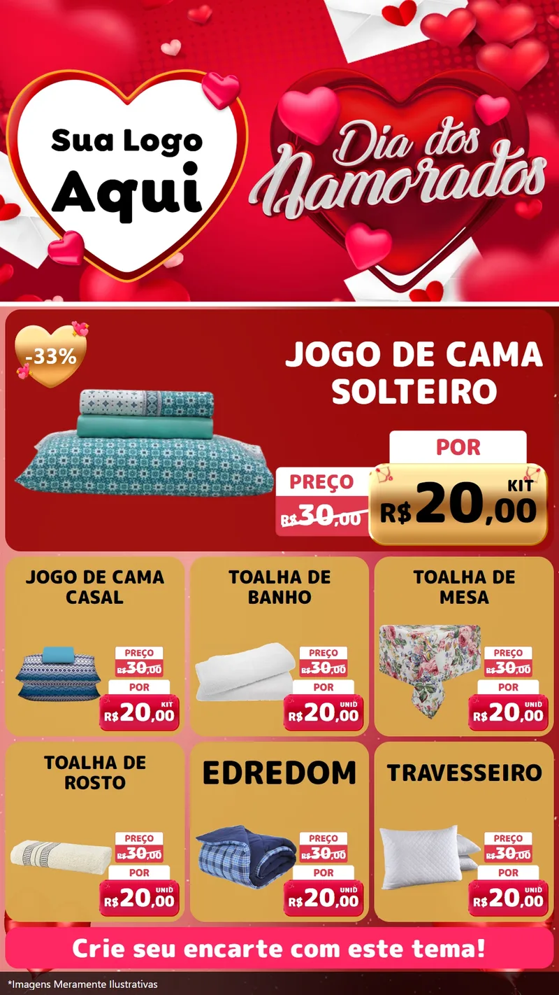 Modelo de Rede Social para Stories com o tema Dia Dos Namorados para Cama, Mesa e Banho
