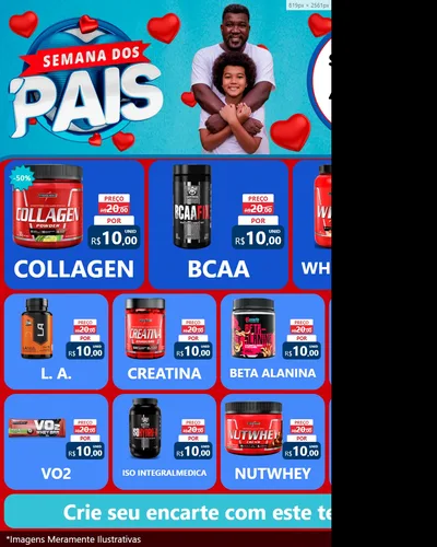 Modelo de Rede Social para Feed Instagram com o tema Semana Dos Pais para Suplementos alimentares