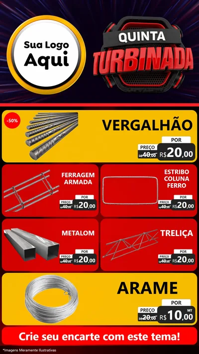 Modelo de TV para TV Vertical com o tema Quinta Turbinada para Ferragens