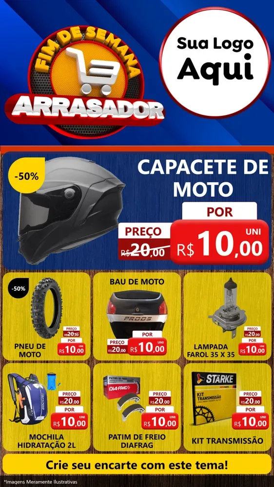 Modelo de Rede Social para Stories com o tema Fim De Semana Arrasador para Moto peças