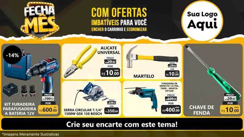 Modelo de TV para TV Horizontal com o tema Fecha Mês para Maquinas e Ferramentas