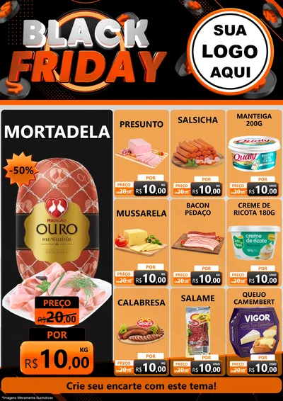 Modelo de Encarte para Encarte A4 Vertical com o tema Black Friday para Frios e Laticínios