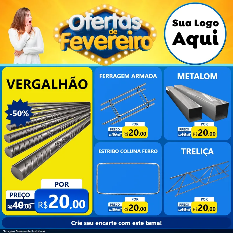 Modelo de Rede Social para Feed Facebook com o tema Ofertas de Fevereiro para Ferragens