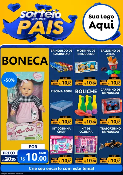 Modelo de Encarte para Encarte A4 Vertical com o tema Sorteio Dia dos Pais para Brinquedos