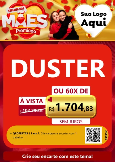 Modelo de Cartaz para Cartaz A4 Vertical com o tema Semana das Mães Premiada para Concessionaria de Carros