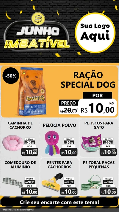 Modelo de Rede Social para Stories com o tema Junho Imbatível para Pet Shop