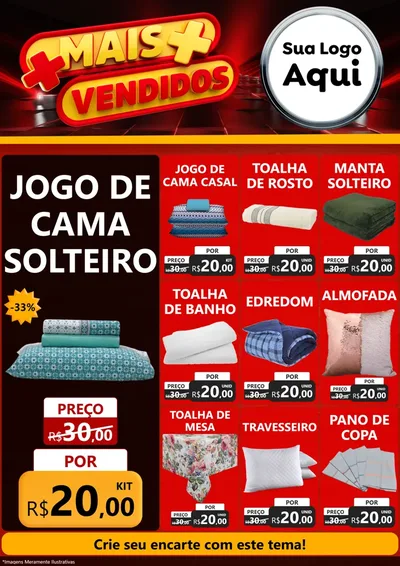 Modelo de Encarte para Encarte A4 Vertical com o tema Mais Vendidos para Cama, Mesa e Banho