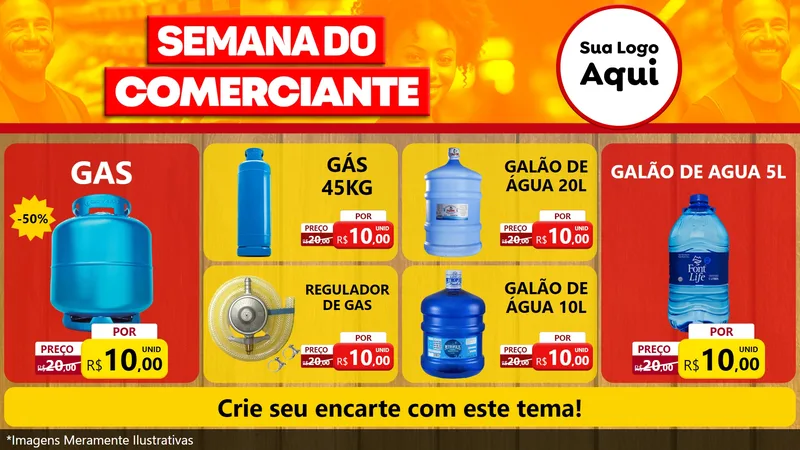Modelo de TV para TV Horizontal com o tema Semana do Comerciante para Água e gás