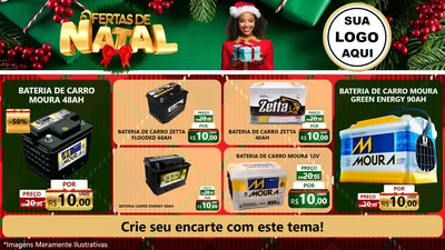 Modelo de TV para TV Horizontal com o tema Ofertas de Natal para Baterias Elétricas
