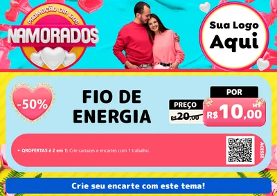 Modelo de Cartaz para Cartaz A4 Horizontal com o tema Promoção Dia dos Namorados para Materiais Elétricos