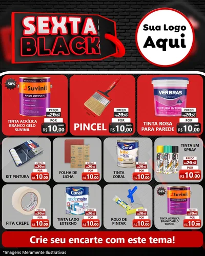 Modelo de Rede Social para Feed Instagram com o tema Sexta Black para Tintas e Ferramentas