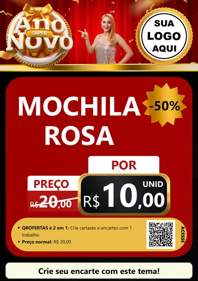 Modelo de Cartaz para Cartaz A4 Vertical com o tema Super Ano Novo para Papelaria