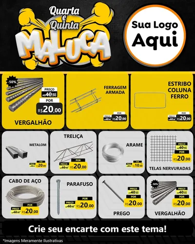 Modelo de Rede Social para Feed Instagram com o tema Quarta e Quinta Maluca para Ferragens