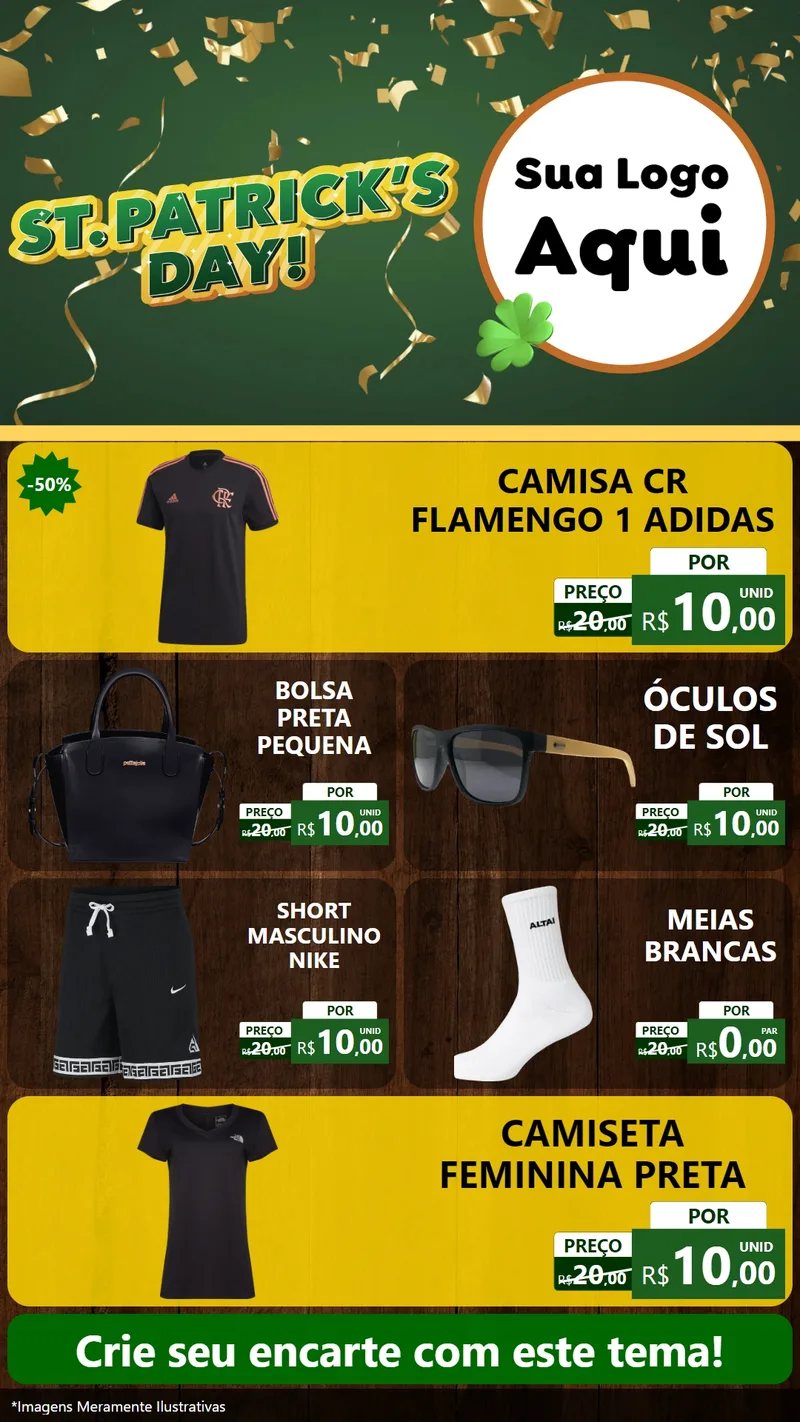 Modelo de TV para TV Vertical com o tema St Patriks Day para Roupas e acessórios
