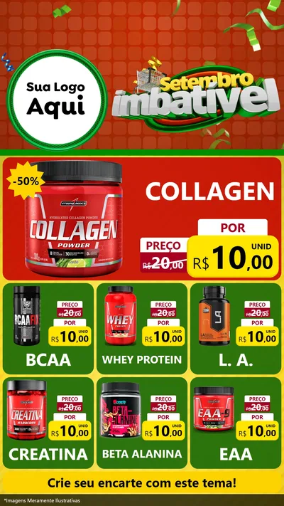 Modelo de Rede Social para Stories com o tema Setembro Imbatível para Suplementos alimentares