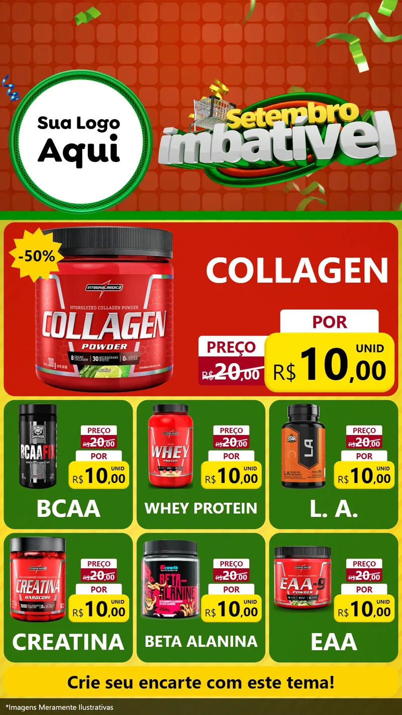 Modelo de Rede Social para Stories com o tema Setembro Imbatível para Suplementos alimentares