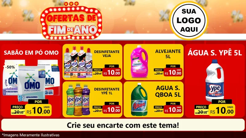 Modelo de TV para TV Horizontal com o tema Ofertas de Fim de Ano para Produtos de Limpeza
