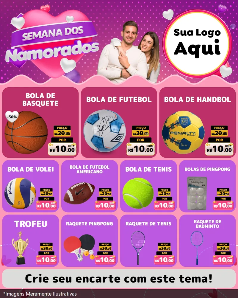 Modelo de Rede Social para Feed Instagram com o tema Semana dos Namorados para Artigos Esportivos