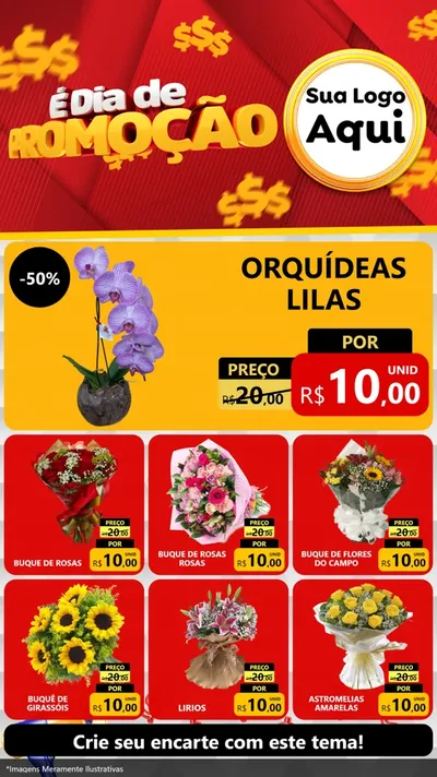 Modelo de Rede Social para Stories com o tema É Dia De Promoção para Floricultura e jardim