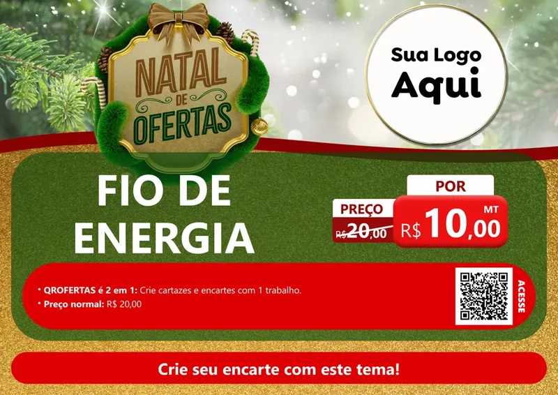 Modelo de Cartaz para Cartaz A4 Horizontal com o tema Ofertas de Natal para Materiais Elétricos